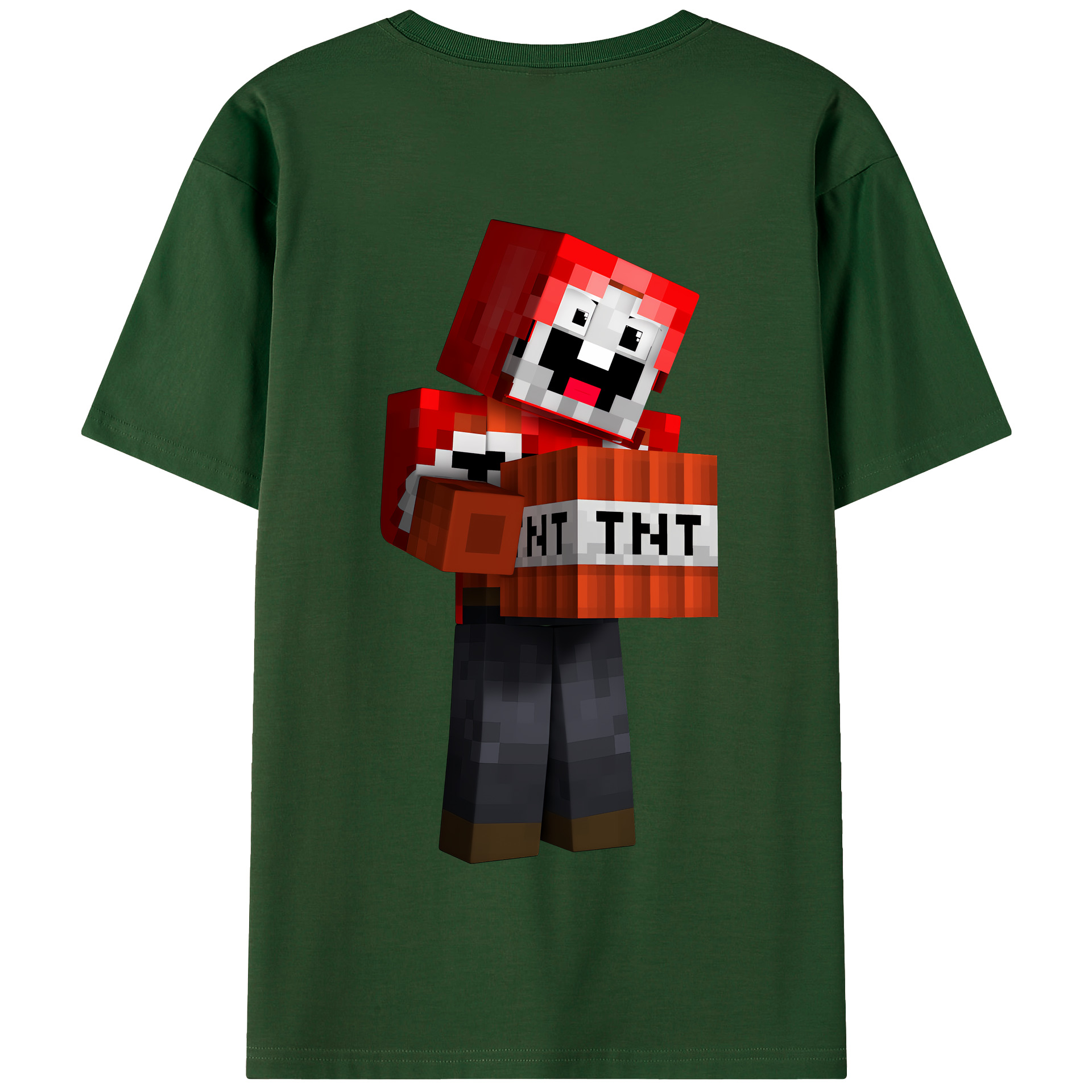 （画像用） マインクラフト ブロックの世界 Minecraft MC Block world 綿100％半袖Tシャツ（背面プリント）